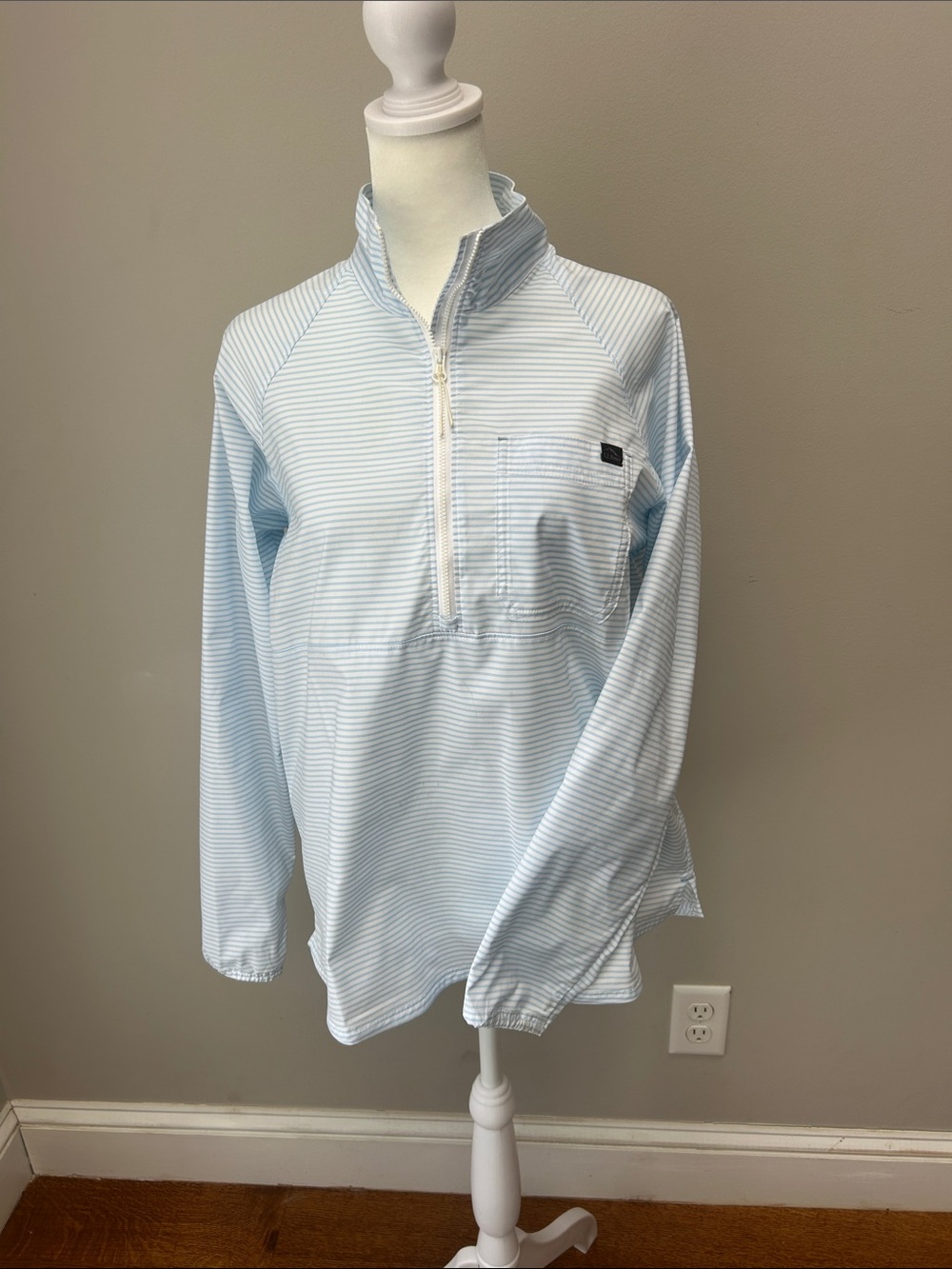 L.L. Bean Light Blue and White Striped Shirt